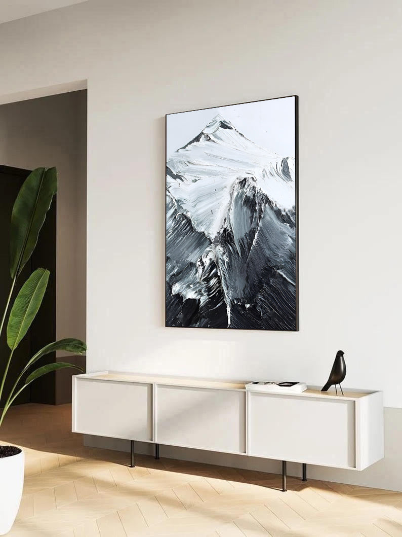 Climbs - Black and White Mountain Painting on Canvas N o H o