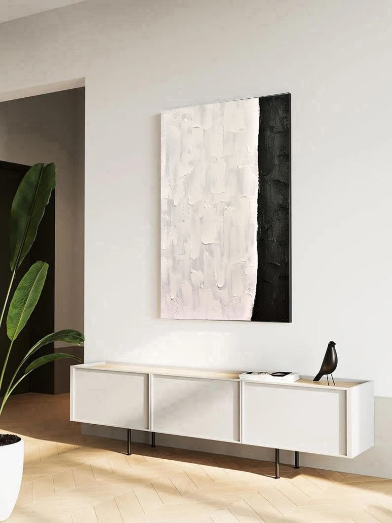 Flow - Modern Black and White Wall Art Painting on Canvas