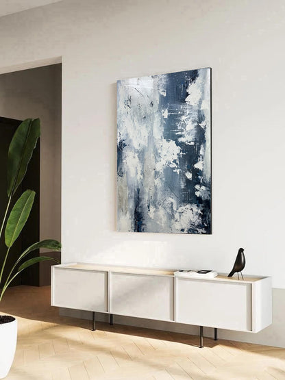 Skyview - Extra Large Blue and White Painting on Canvas