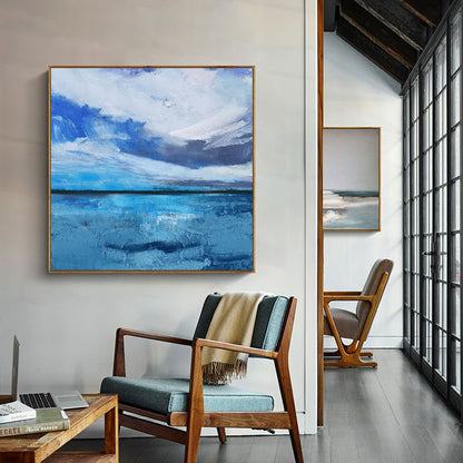 Purest - Large Blue Sky Ocean Painting on Canvas N o H o