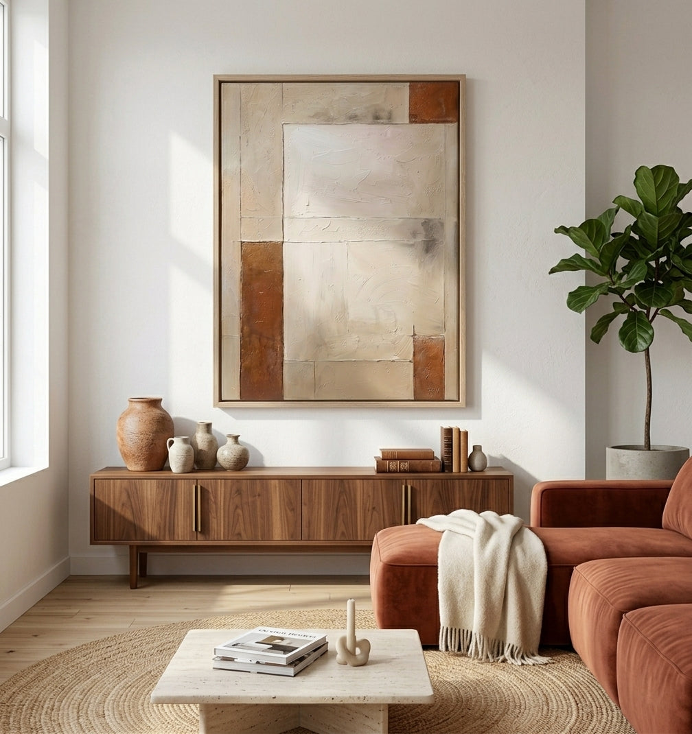 Aligned Earth - Minimalist Beige and Brown Textured Canvas