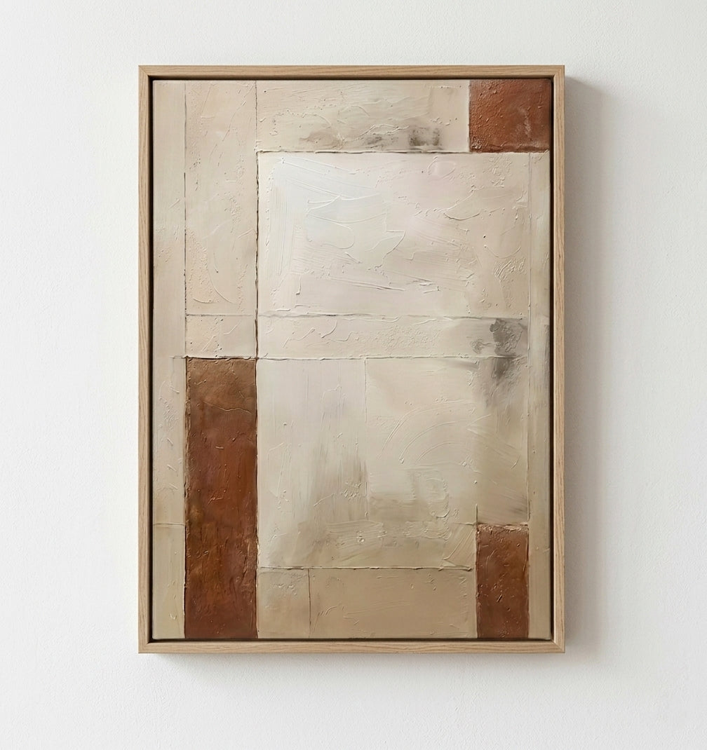 Aligned Earth - Minimalist Beige and Brown Textured Canvas