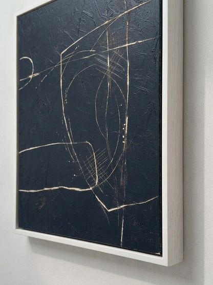 Sleek contemporary monochrome abstract painting for office wall decor by Noho Art Gallery