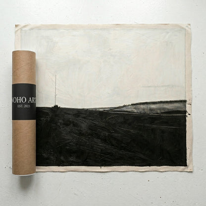 Black and white landscape painting for modern office decor by Noho Art Gallery