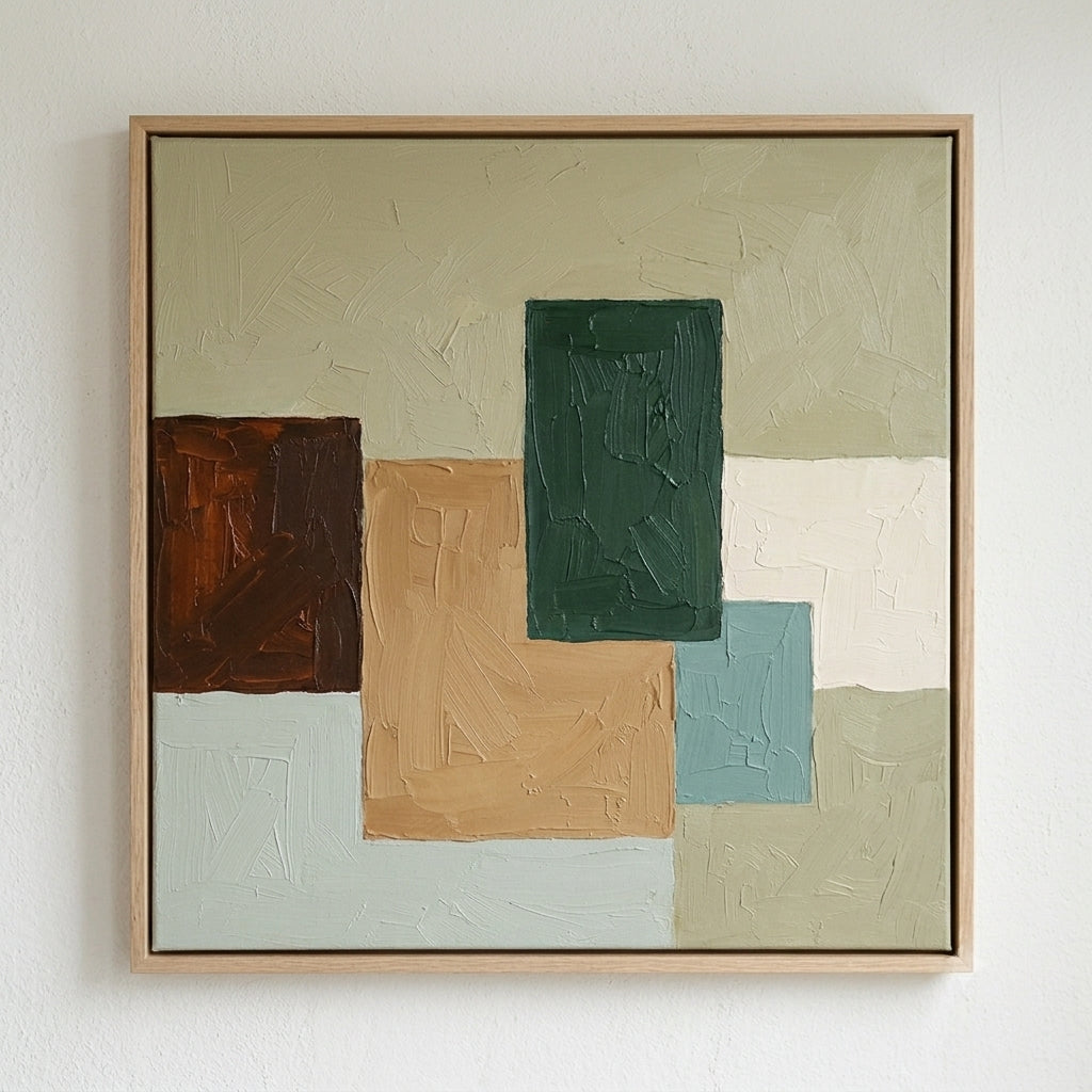 Umber - Modern Geometric Oil Painting in Earth Tones