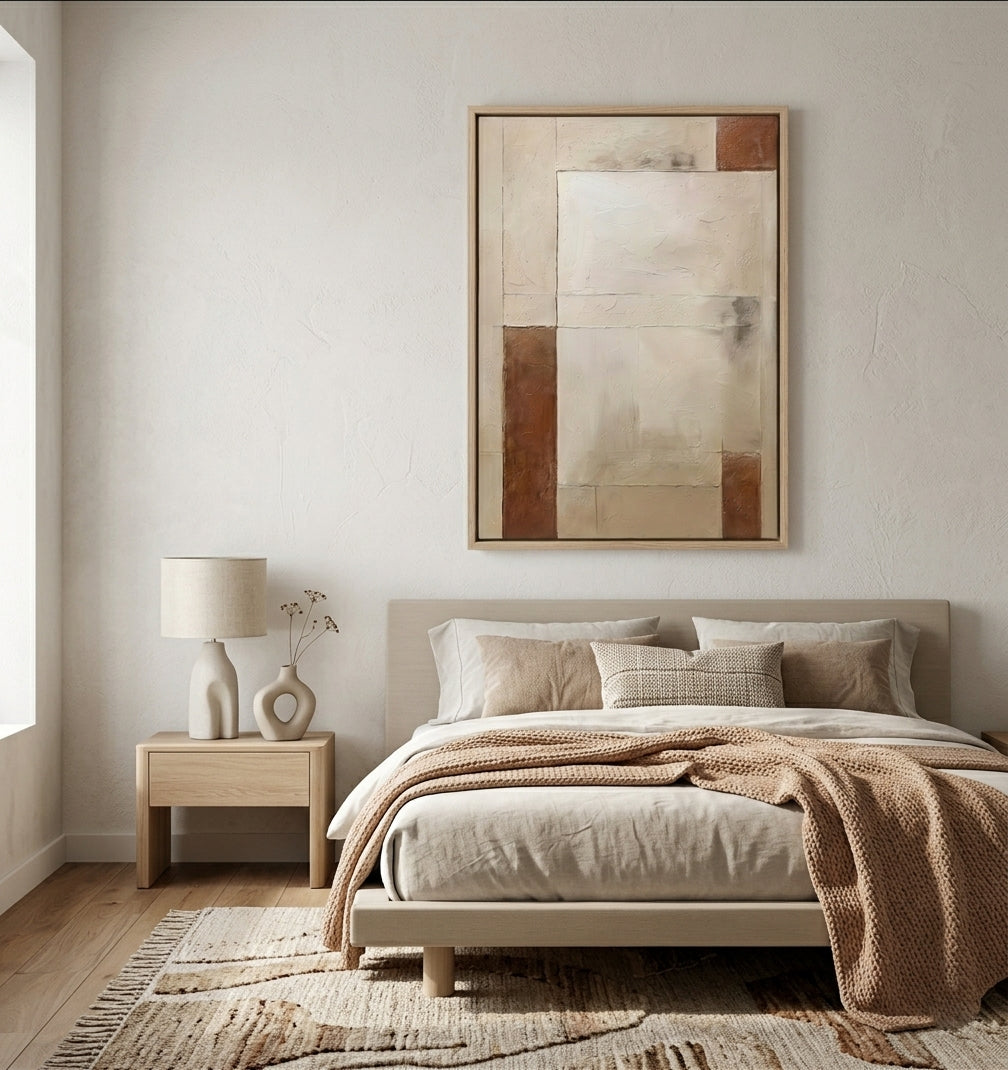 Aligned Earth - Minimalist Beige and Brown Textured Canvas