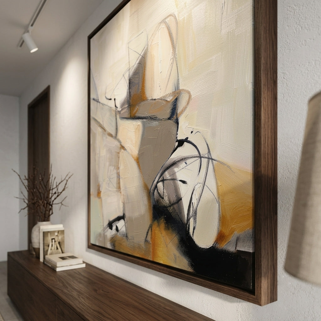 Framed Neutral Toned Abstract Wall Art by Noho Art Gallery for Modern Home Interior Design