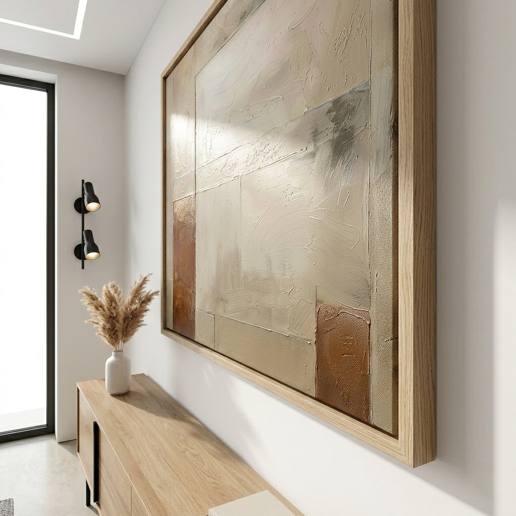 Aligned Earth - Minimalist Beige and Brown Textured Canvas