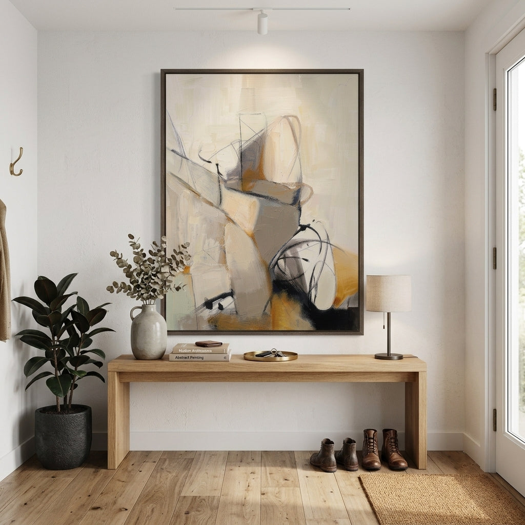 Statement Abstract Art for Living Room by Noho Art Gallery in Contemporary Neutral Colors