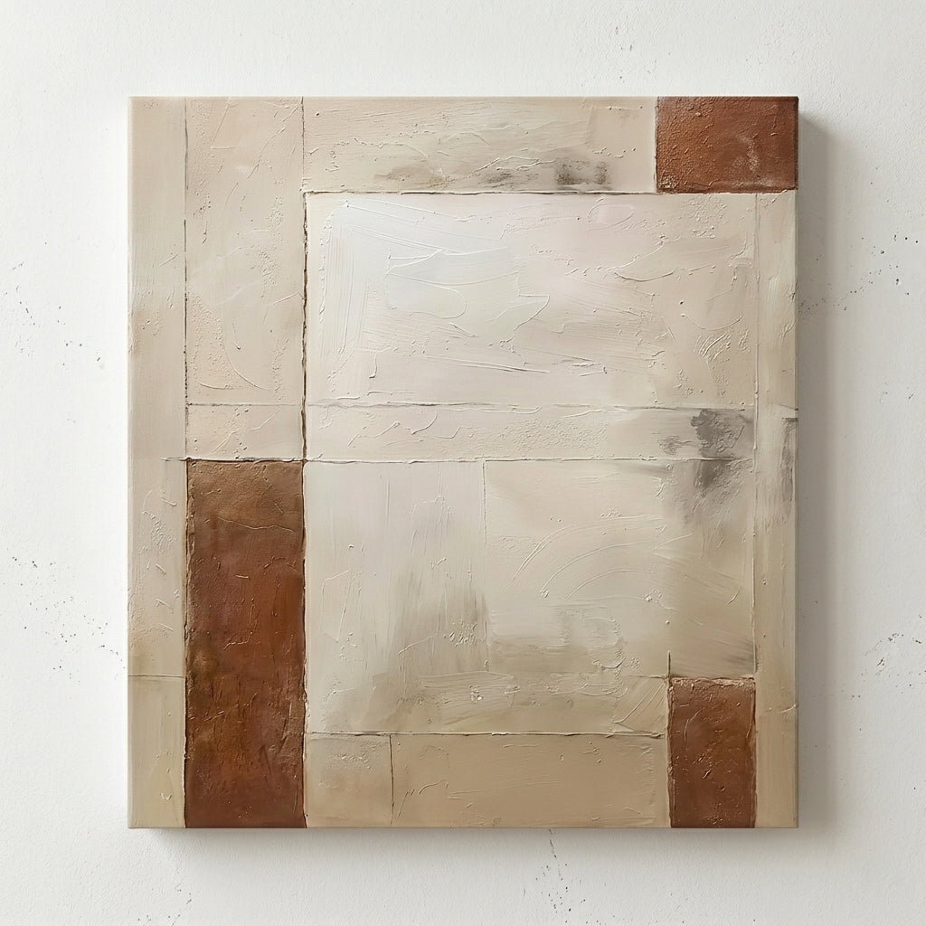 Aligned Earth - Minimalist Beige and Brown Textured Canvas