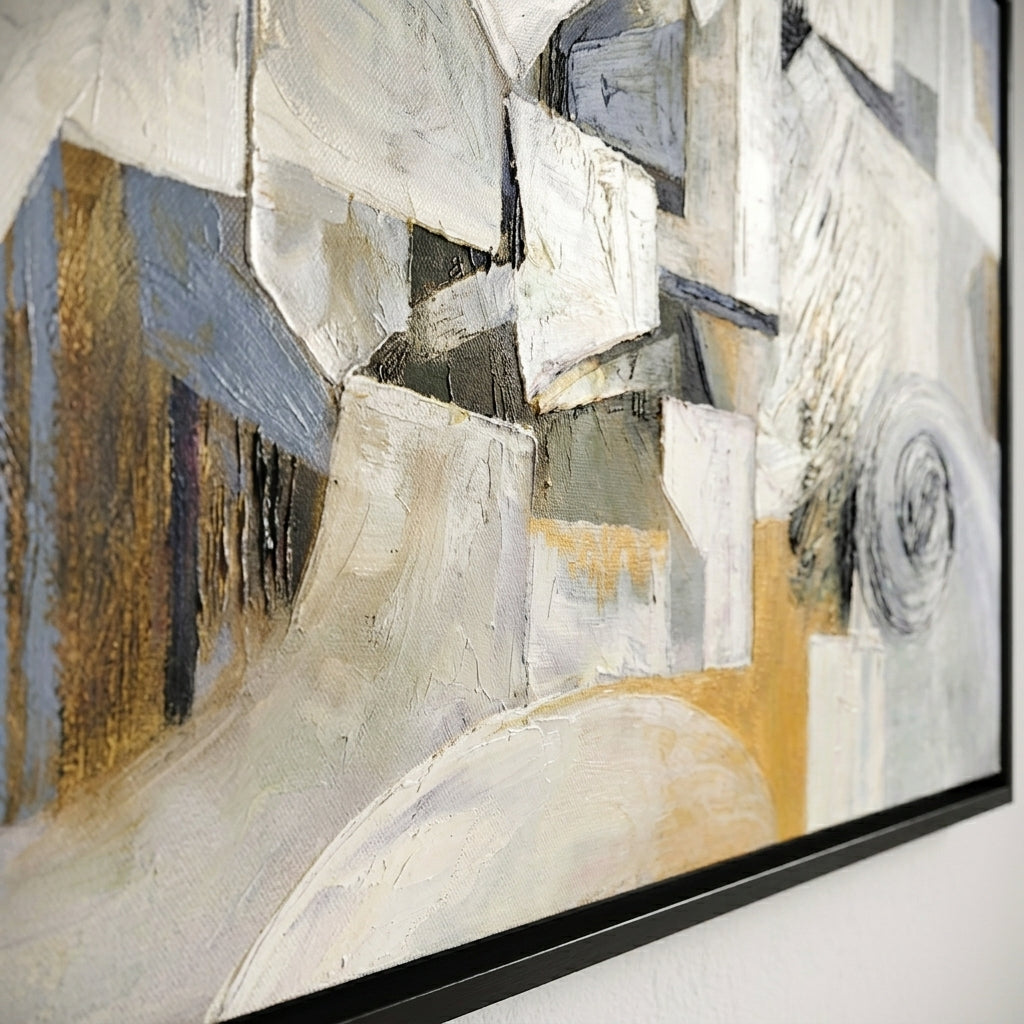 Organic modern wall art featuring layered geometric shapes and soft earth by Noho Art Galery on a white wall.