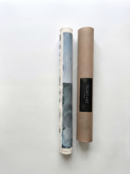 Neutral blue and gray abstract wall art on premium canvas for minimalist interiors by Noho Art Gallery