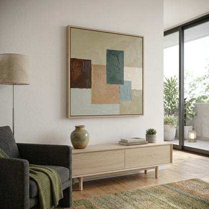 Umber - Modern Geometric Oil Painting in Earth Tones