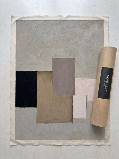 Handmade Original Abstract Wall Art in Grey,Beige and Taupe by Noho Art Gallery