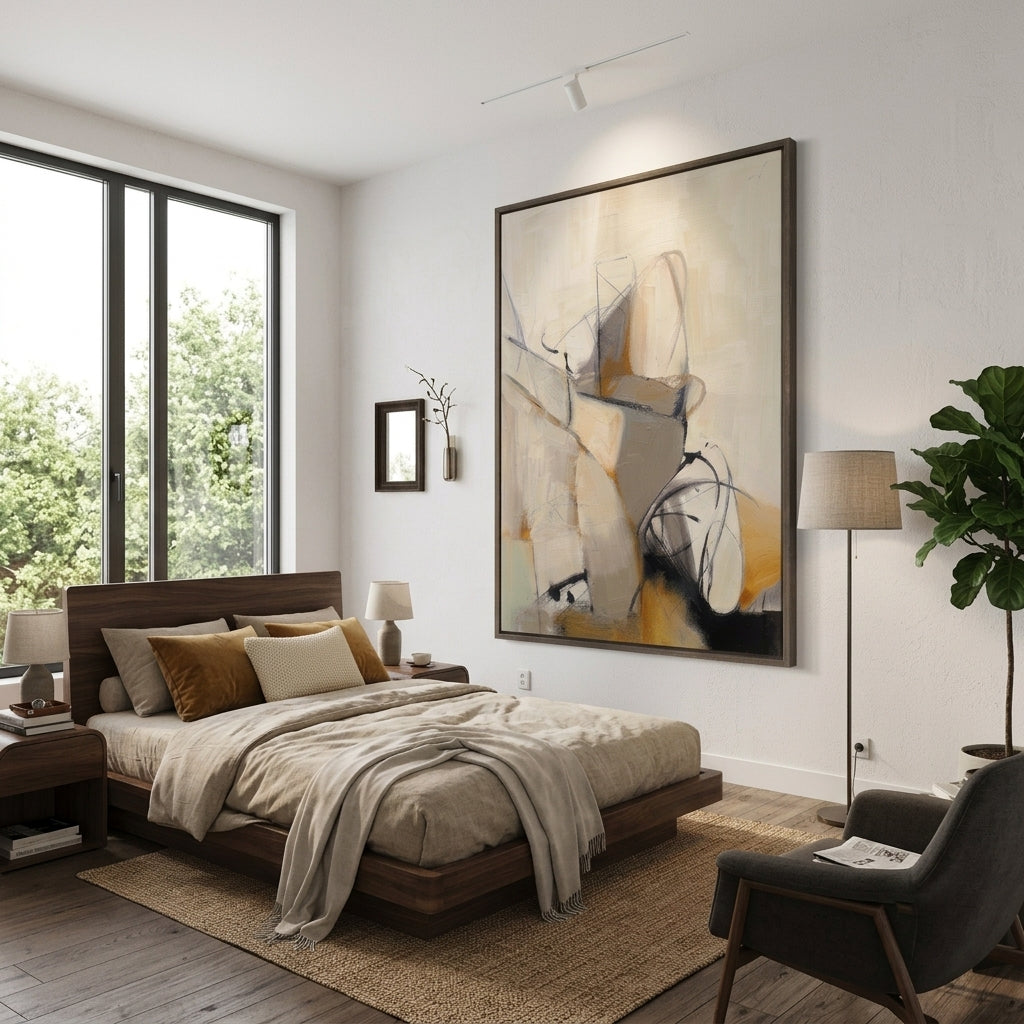 Earth Tone Contemporary Canvas Painting by Noho Art Gallery for Elegant Interior Spaces