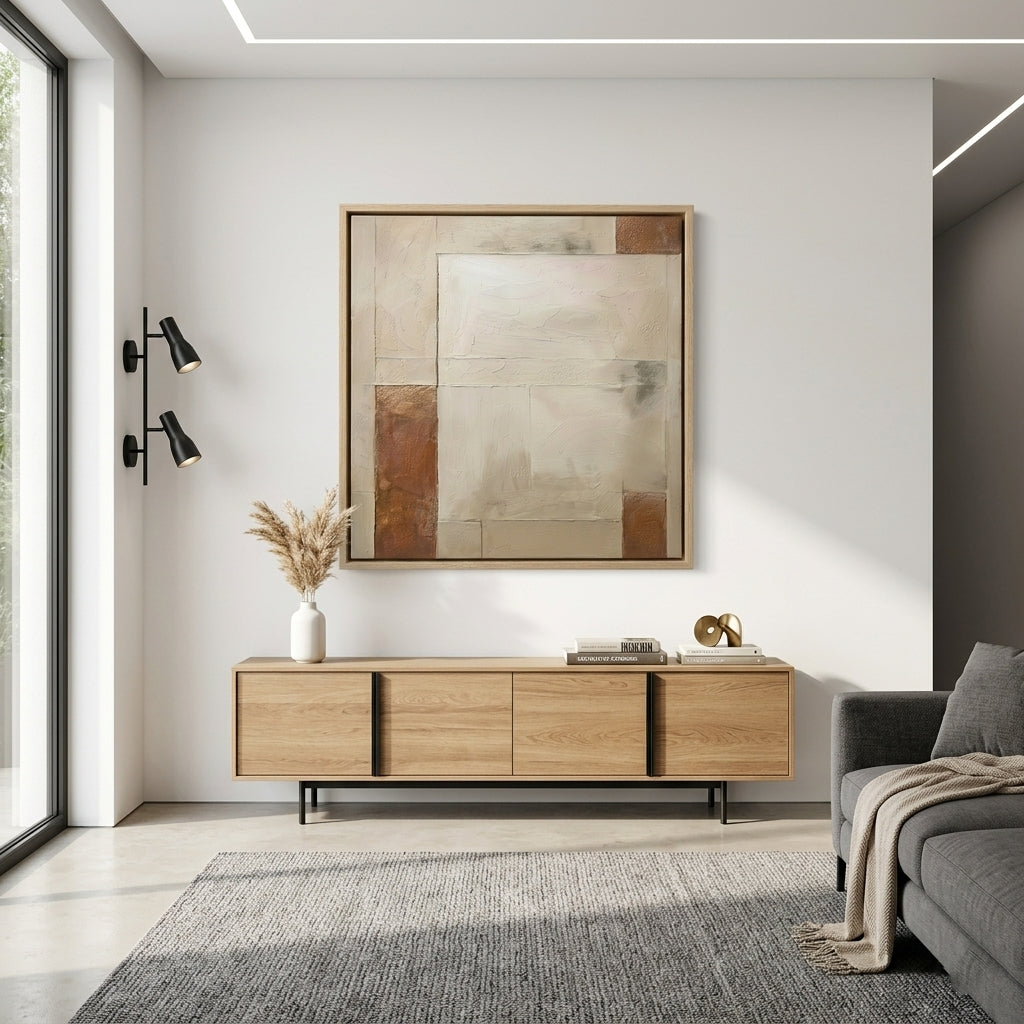 Aligned Earth - Minimalist Beige and Brown Textured Canvas
