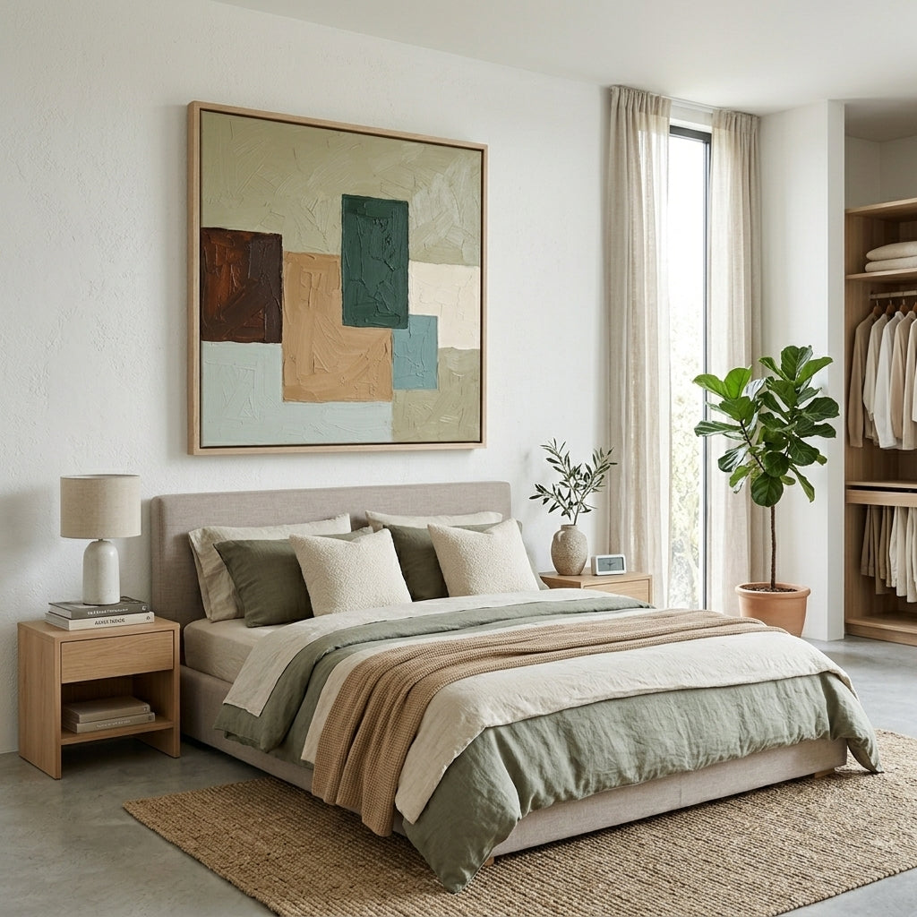 Umber - Modern Geometric Oil Painting in Earth Tones