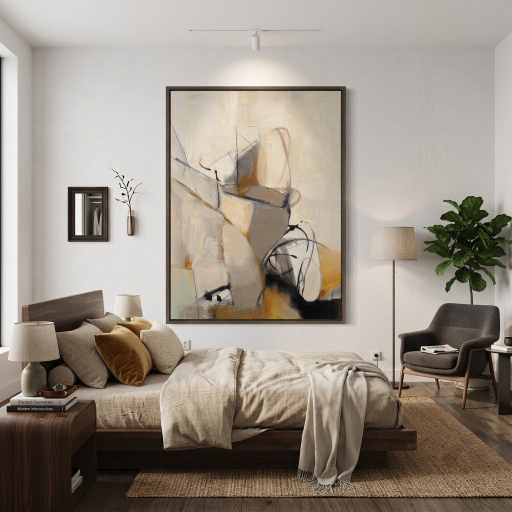 Oversized Modern Abstract Art Original Canvas by Noho Art Gallery with Rich Textured Details for bedroom wall art decor