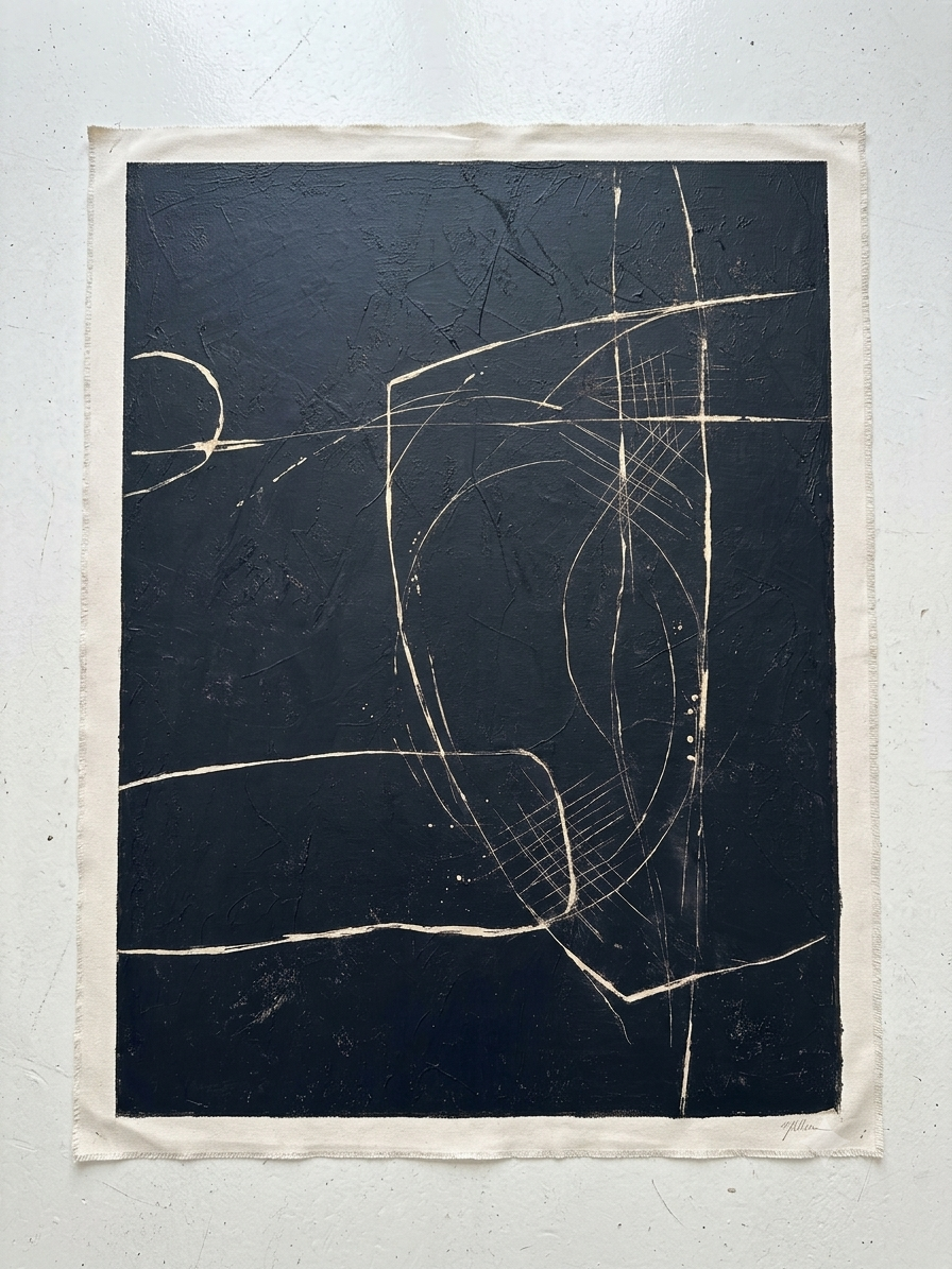 High-quality original black and white abstract painting on canvas material by Noho Art Gallery
