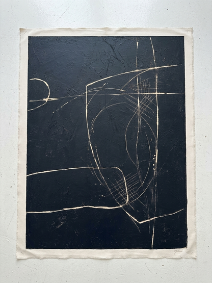 High-quality original black and white abstract painting on canvas material by Noho Art Gallery
