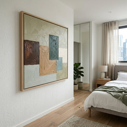 Umber - Modern Geometric Oil Painting in Earth Tones