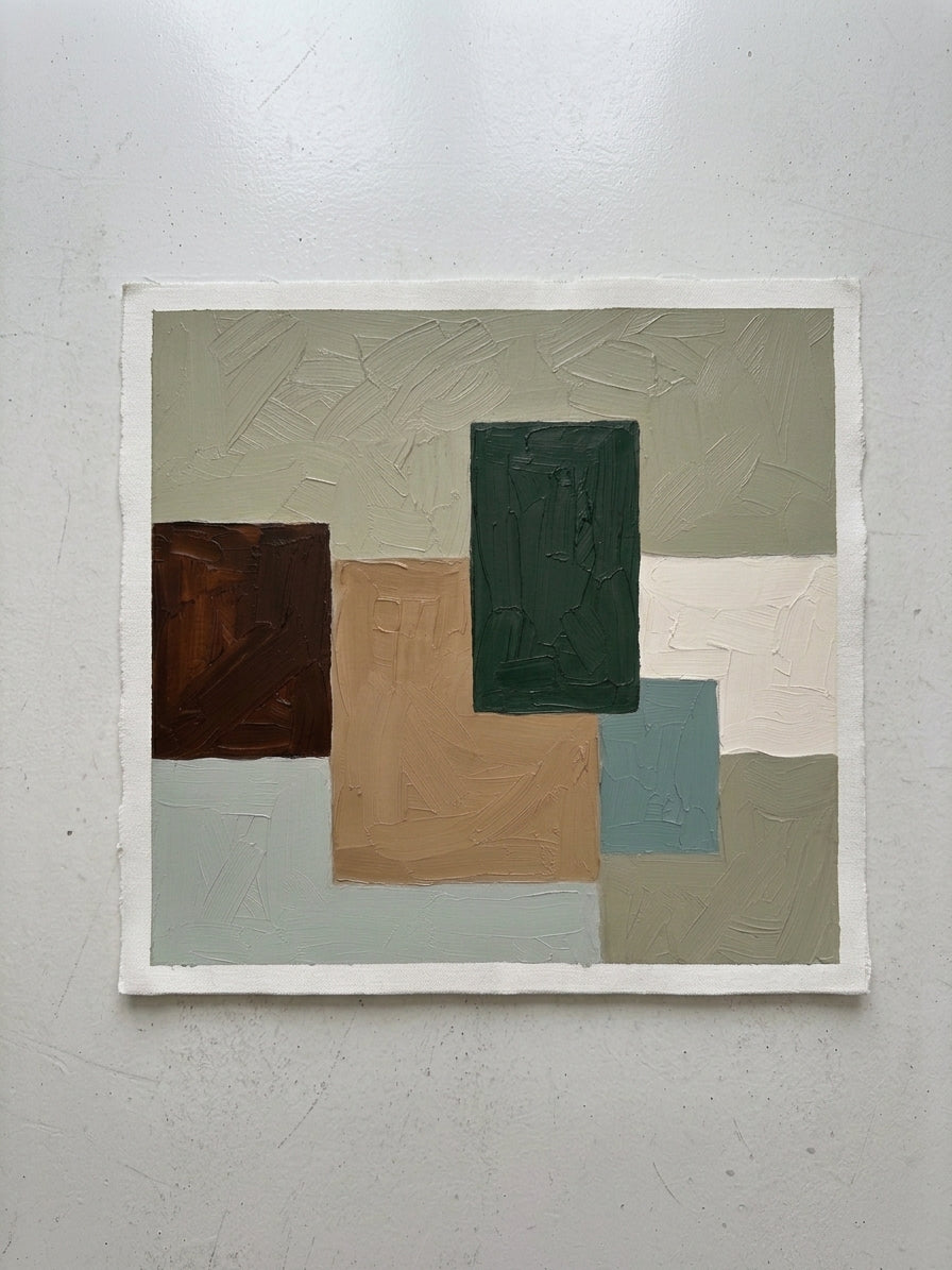 Umber - Modern Geometric Oil Painting in Earth Tones