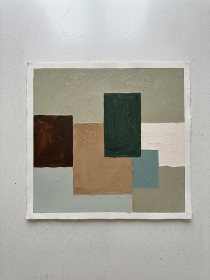 Umber - Modern Geometric Oil Painting in Earth Tones