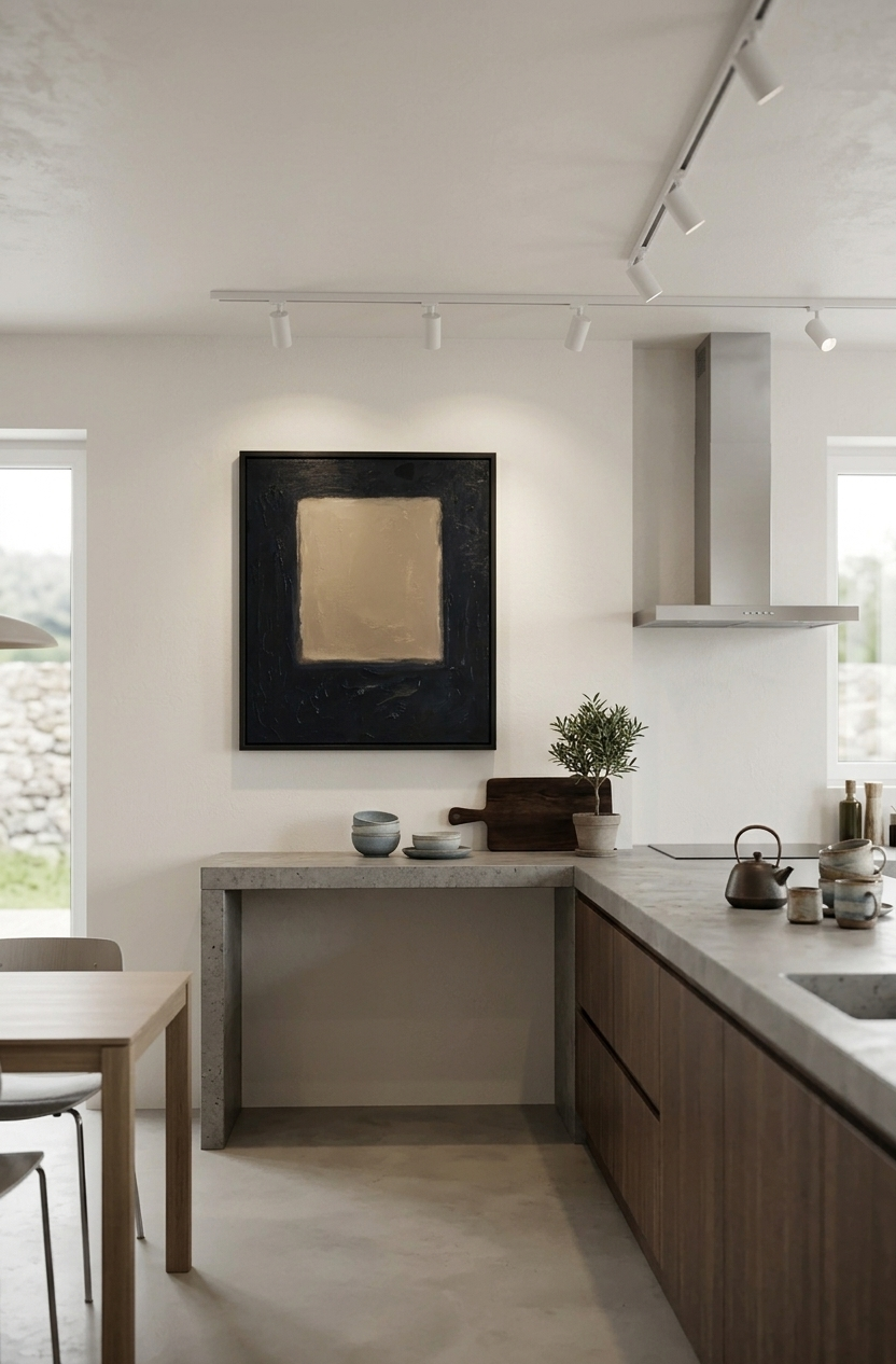 Large Minimalist Abstract Canvas Art, professional gallery wall art by Noho Art Gallery on a kitchen modern decor