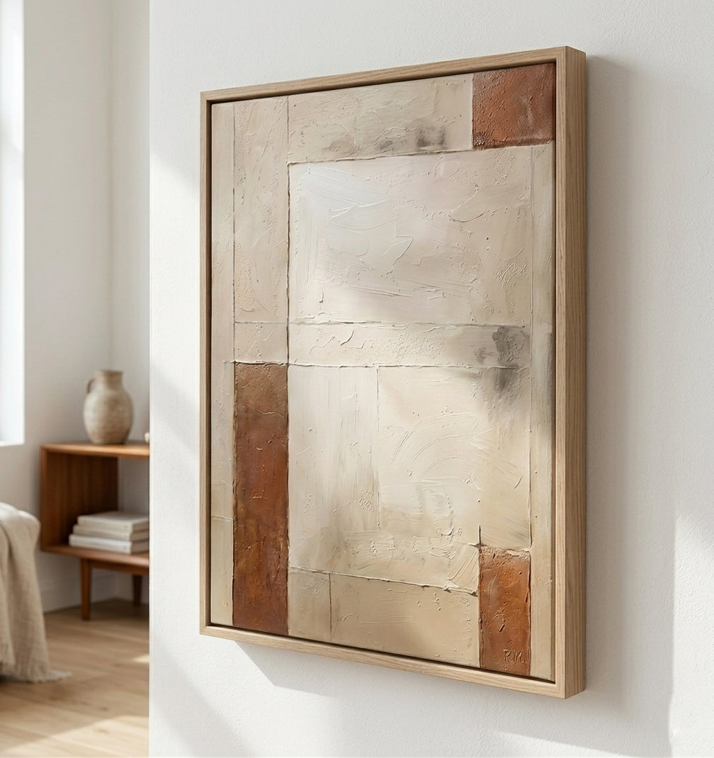 Aligned Earth - Minimalist Beige and Brown Textured Canvas
