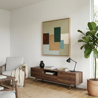 Umber - Modern Geometric Oil Painting in Earth Tones