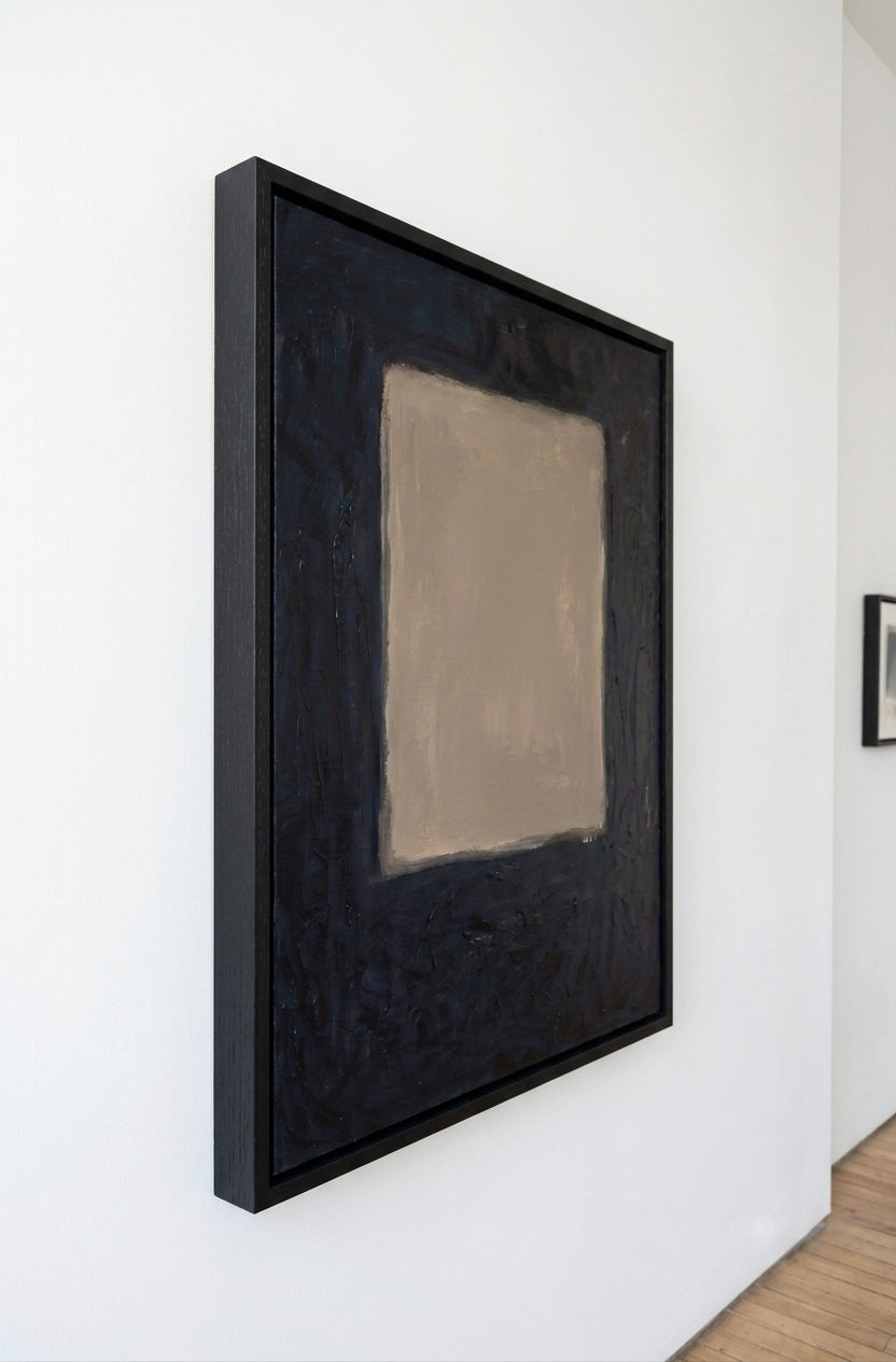 Large Minimalist Abstract Canvas Art, custom framed abstract decor by Noho Art Gallery on a white wall decor