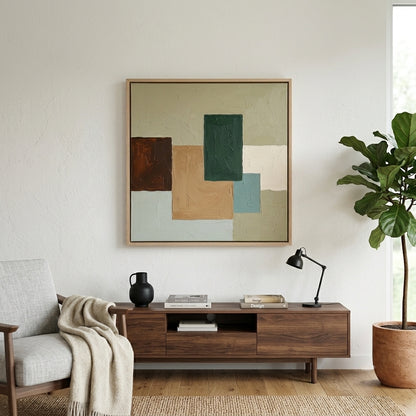 Umber - Modern Geometric Oil Painting in Earth Tones