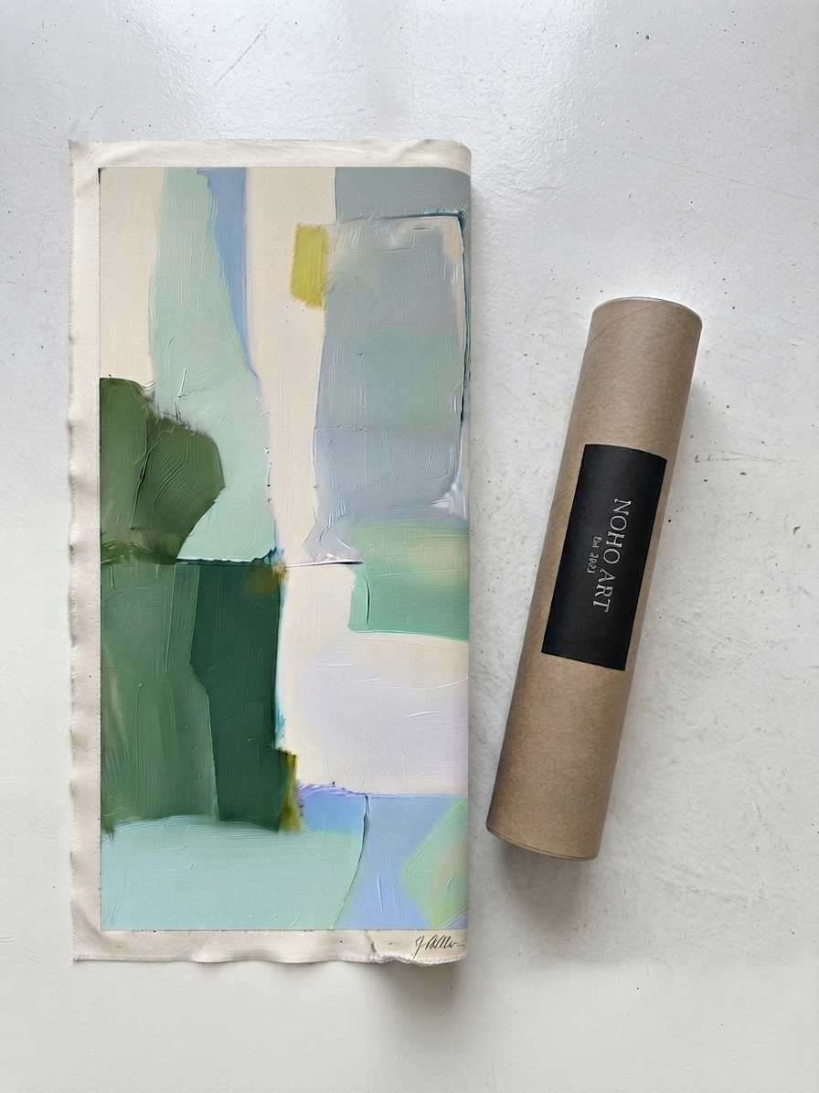 Seren - Large Sage Green and Blue Minimalist Abstract Canvas Painting