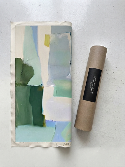 Seren - Large Sage Green and Blue Minimalist Abstract Canvas Painting
