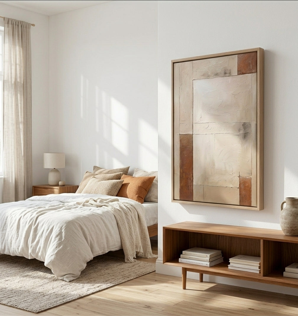 Aligned Earth - Minimalist Beige and Brown Textured Canvas
