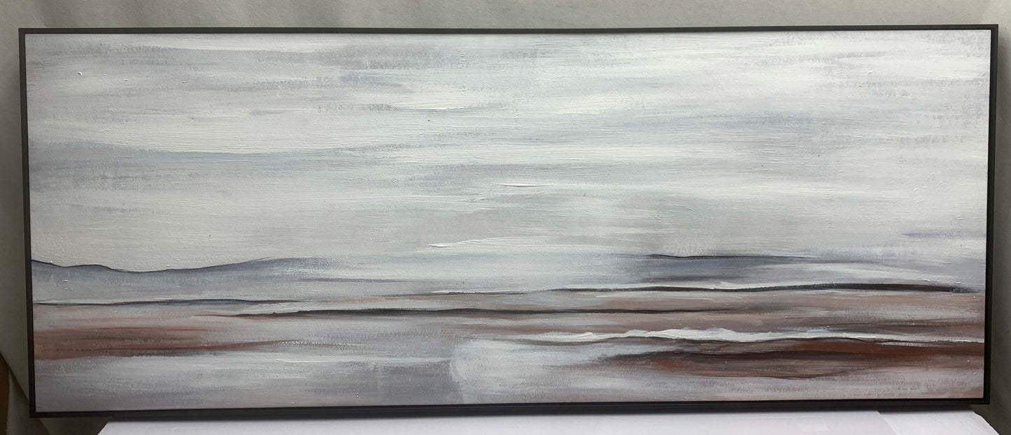 Scapes - Extra Large Textured Grey Abstract Seascape Painting