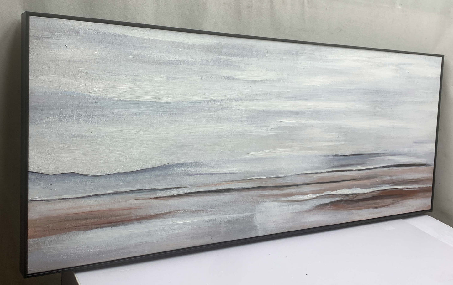 Scapes - Extra Large Textured Grey Abstract Seascape Painting