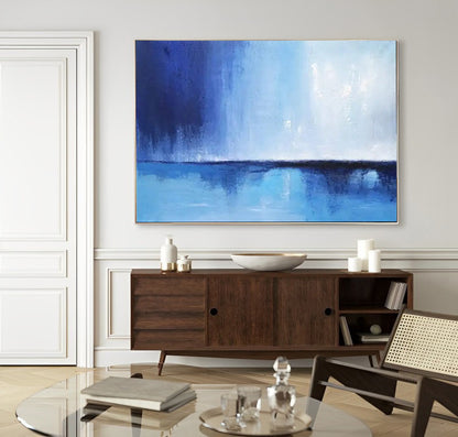 Navis - Navy Blue Acrylic Ocean Painting on Canvas