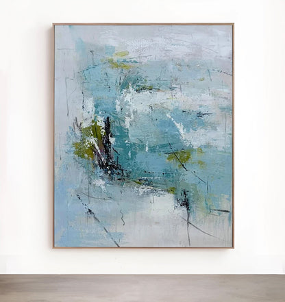  Large Green Abstract Painting, sage green painting for sale, Noho Art Gallery