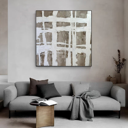 Large beige Abstract shapes painting