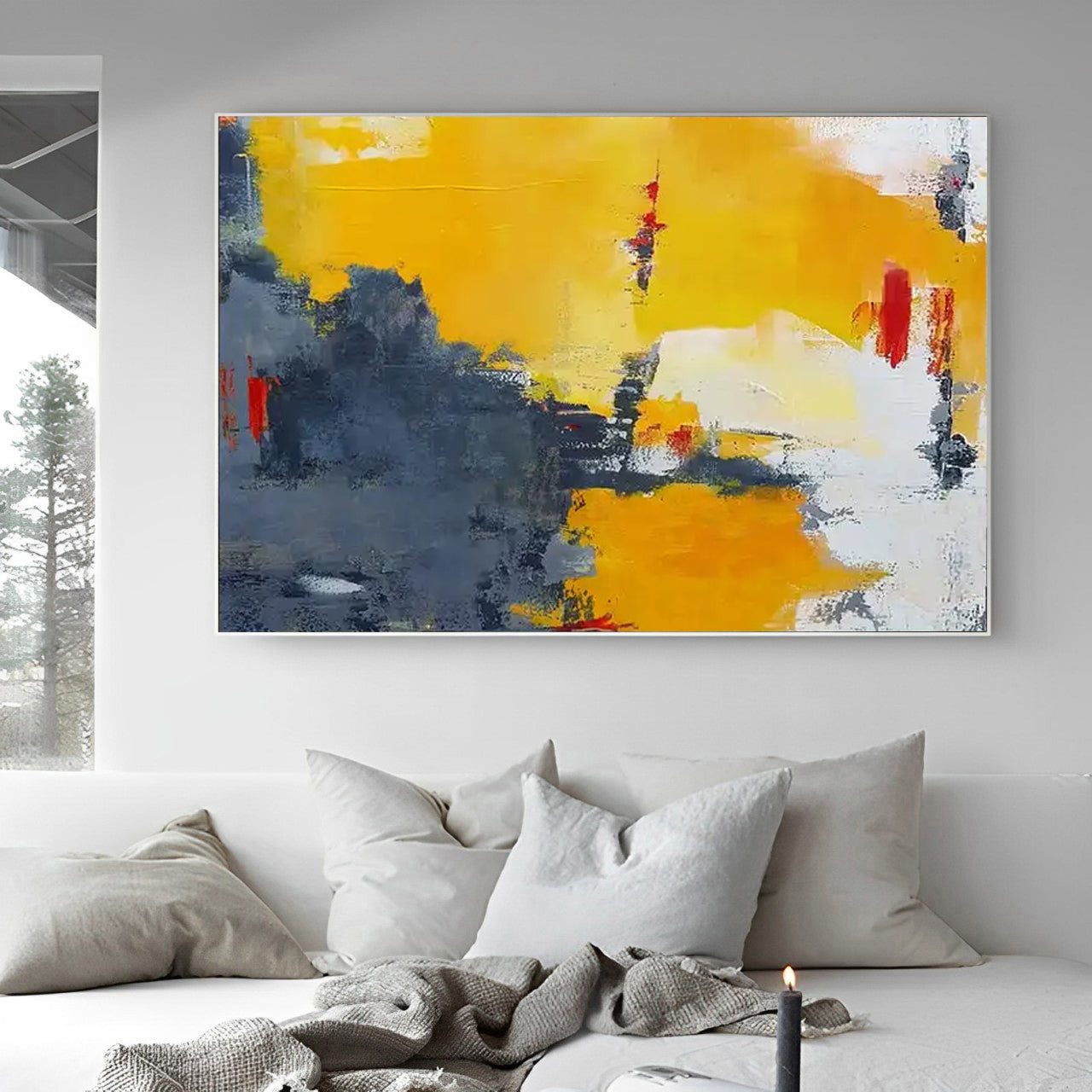 Cluster of Things - Orange Abstract Art Painting with Black and White - Premium Orange Painting from Cyan Void - Just €323.99! Shop now at Noho Art