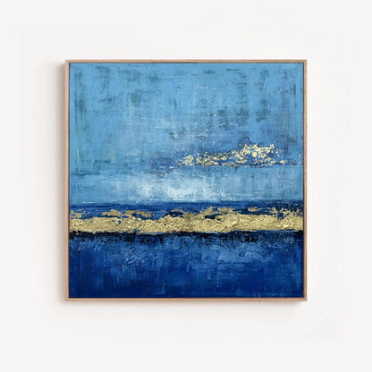 Modern Blue and Gold Abstract Painting, Noho Art Gallery