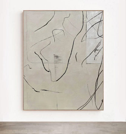  Modern Large Abstract Lines Painting on Canvas for sale, Noho Art Gallery