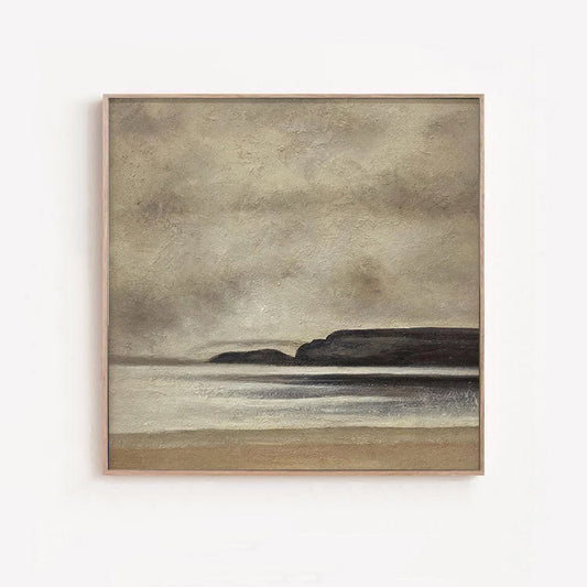 Shingle - Modern Abstract Seashore Painting on Canvas - Premium Brown Painting from N o H o - Just €209.99! Shop now at Noho Art