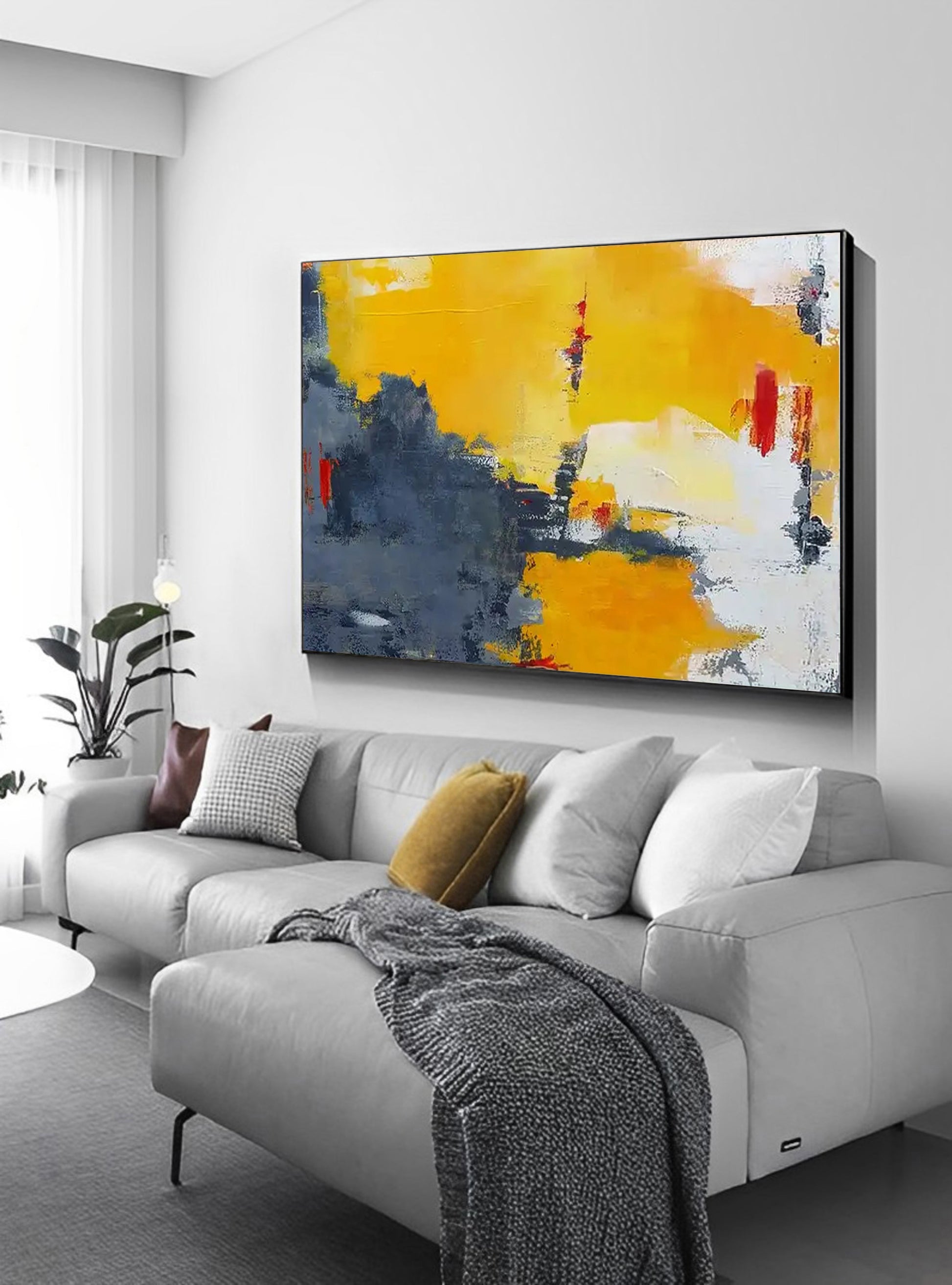 Cluster of Things - Orange Abstract Art Painting with Black and White - Premium Orange Painting from Cyan Void - Just €323.99! Shop now at Noho Art