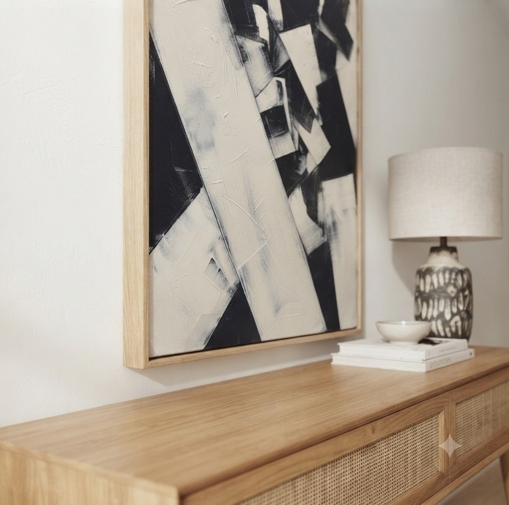 Orbis - Original Black and White Abstract Painting