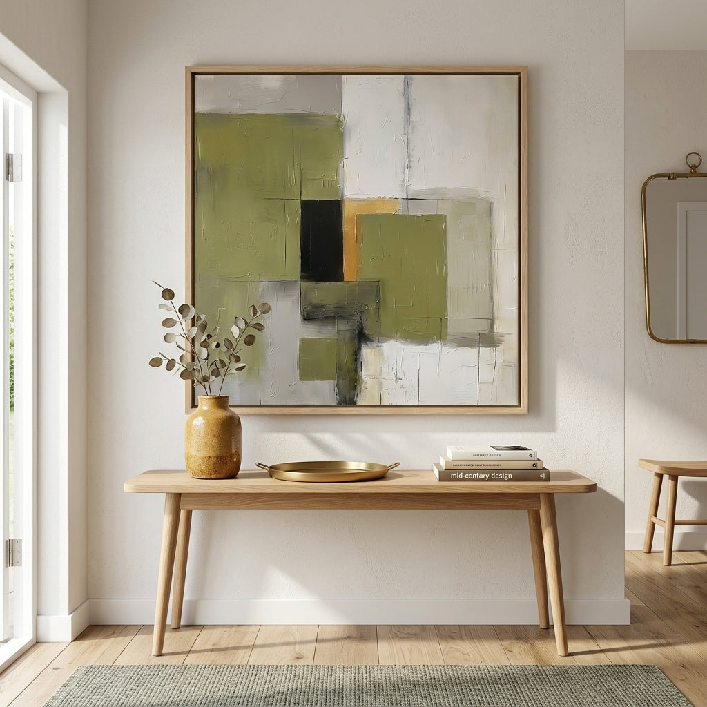 Olive Serenity - Original Olive Green Abstract Acrylic Painting