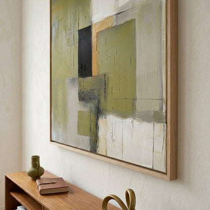 Olive Serenity - Original Olive Green Abstract Acrylic Painting