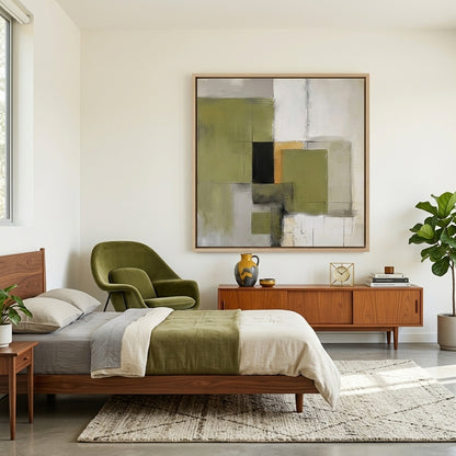 Olive Serenity - Original Olive Green Abstract Acrylic Painting
