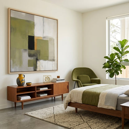 Olive Serenity - Original Olive Green Abstract Acrylic Painting